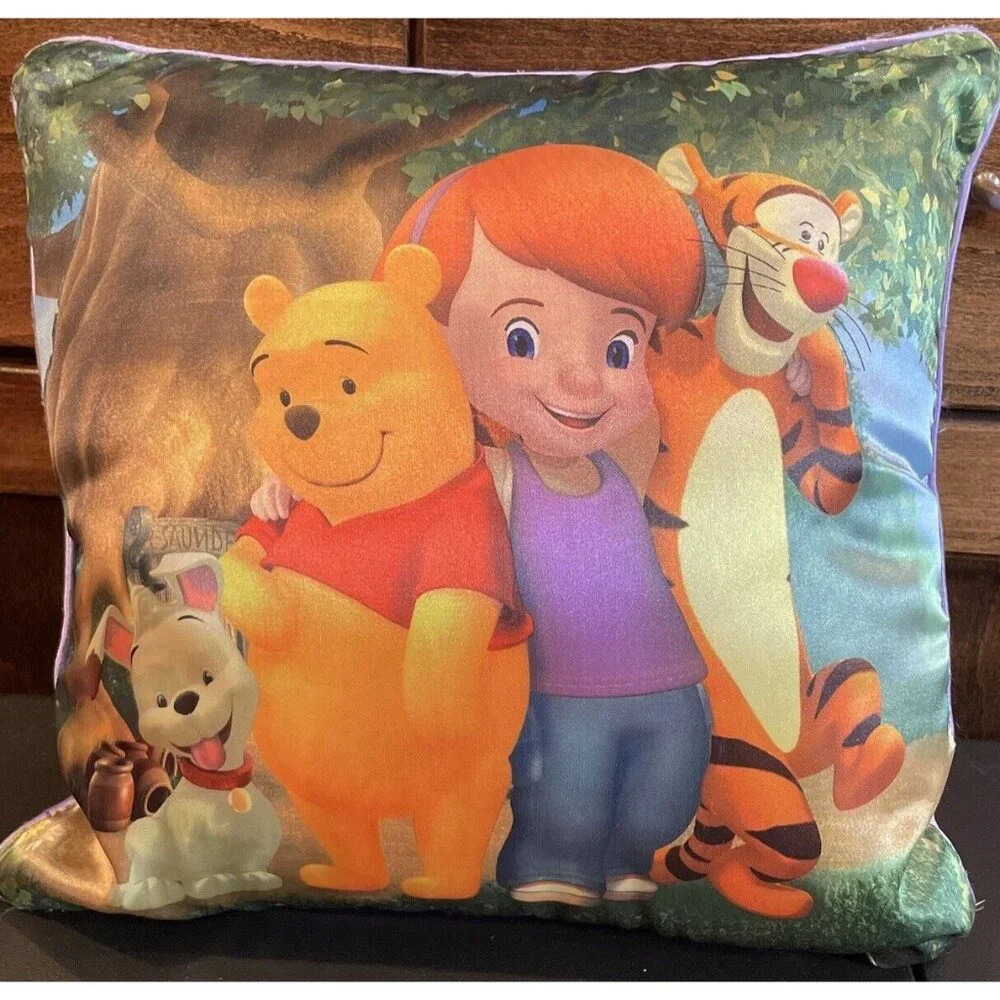 Disney Winnie The Pooh Tigger Throw Pillow 13” Satin Velour Velvet Vintage